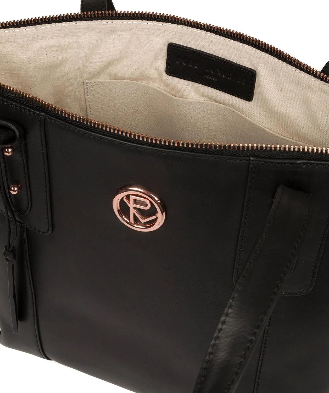 'Goya' Black Leather Tote Bag