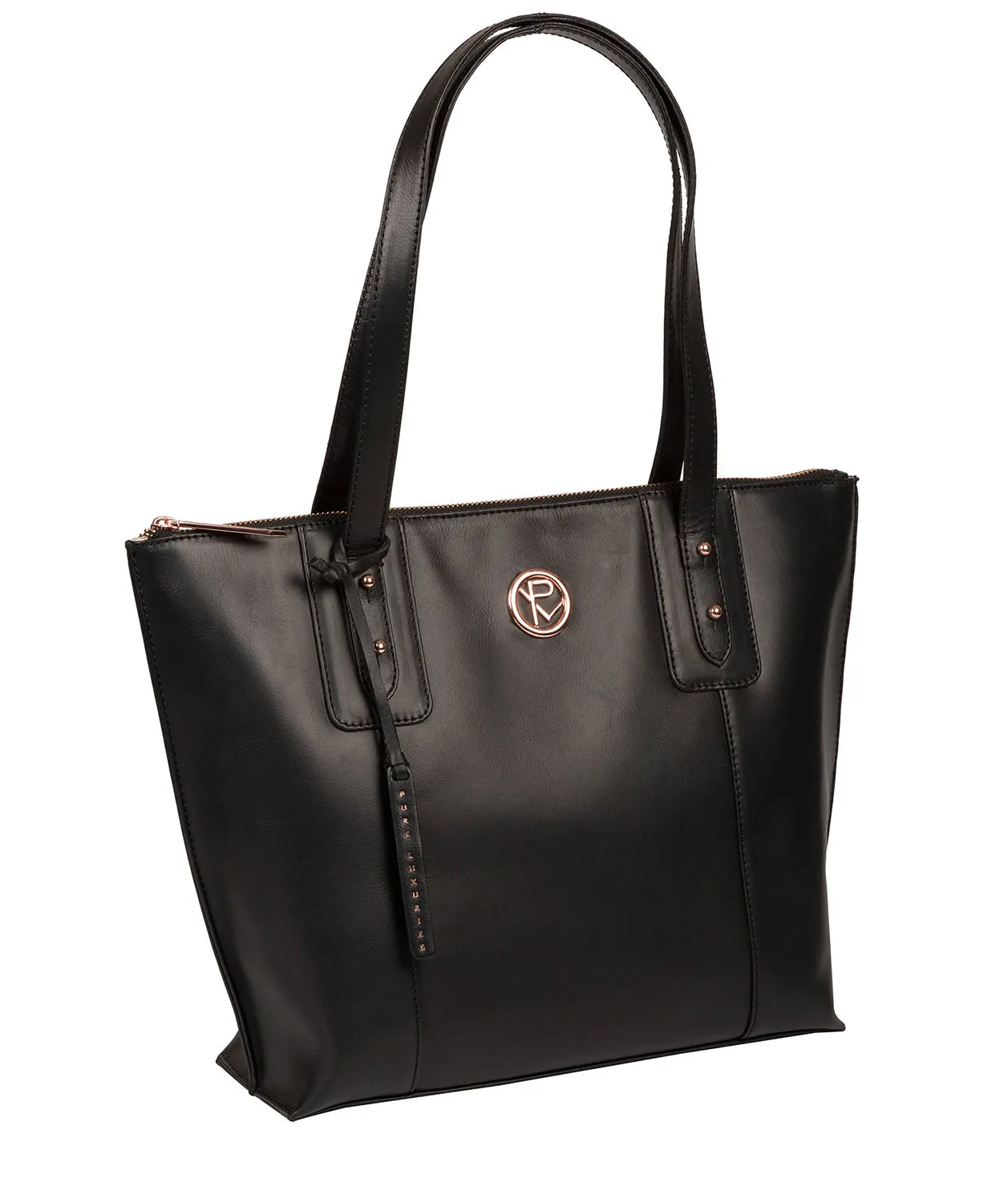 'Goya' Black Leather Tote Bag