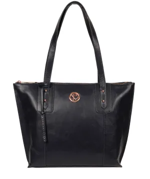 'Goya' Navy Leather Tote Bag