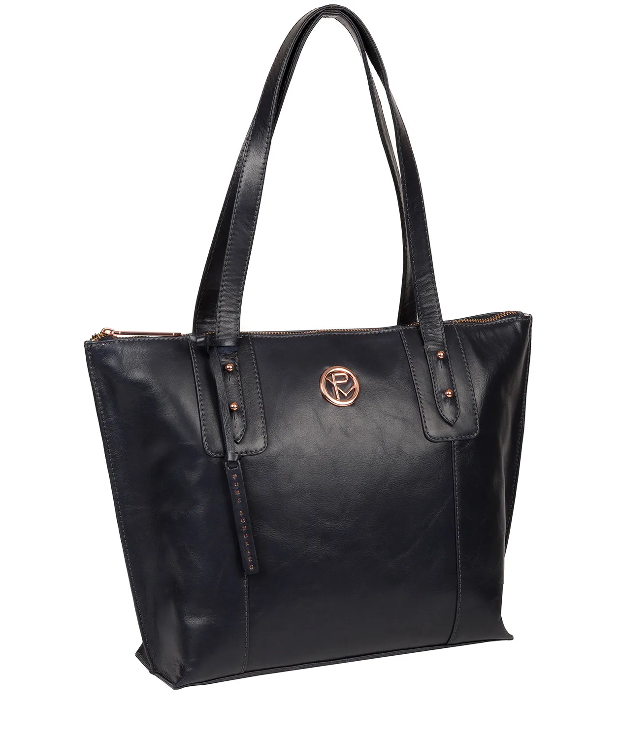 'Goya' Navy Leather Tote Bag