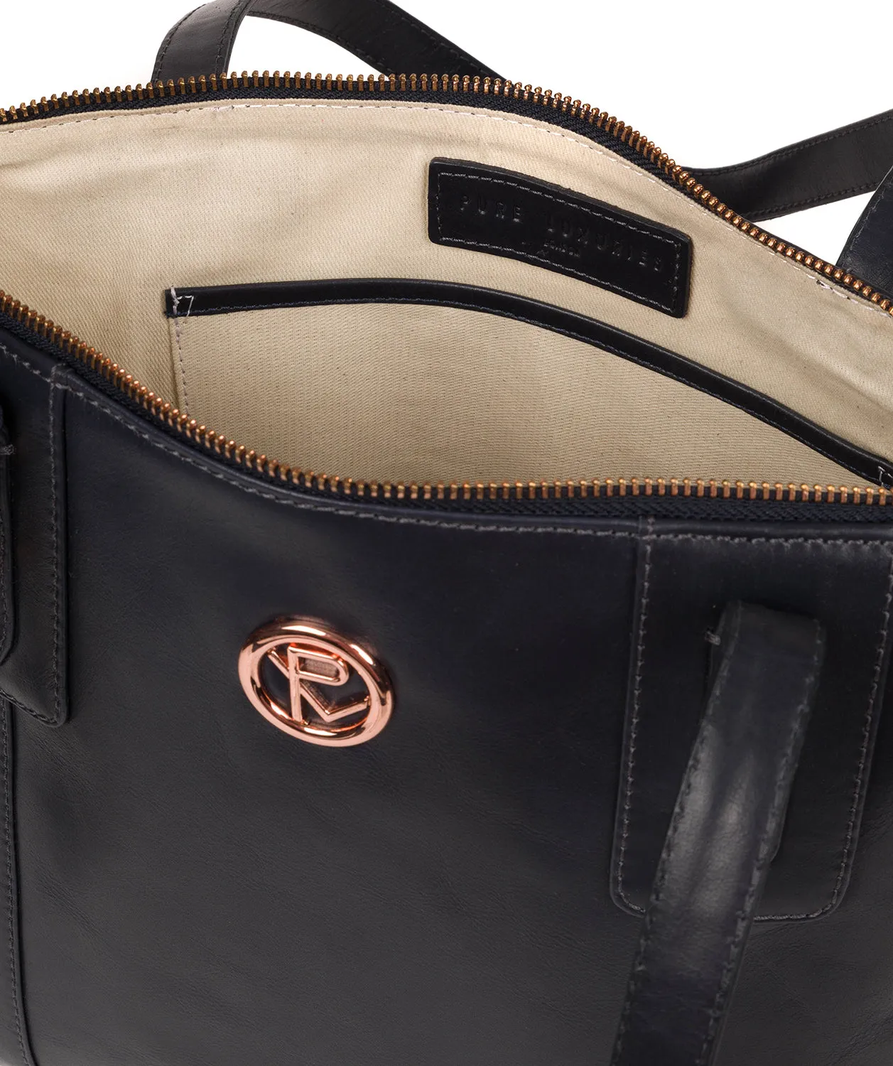 'Goya' Navy Leather Tote Bag
