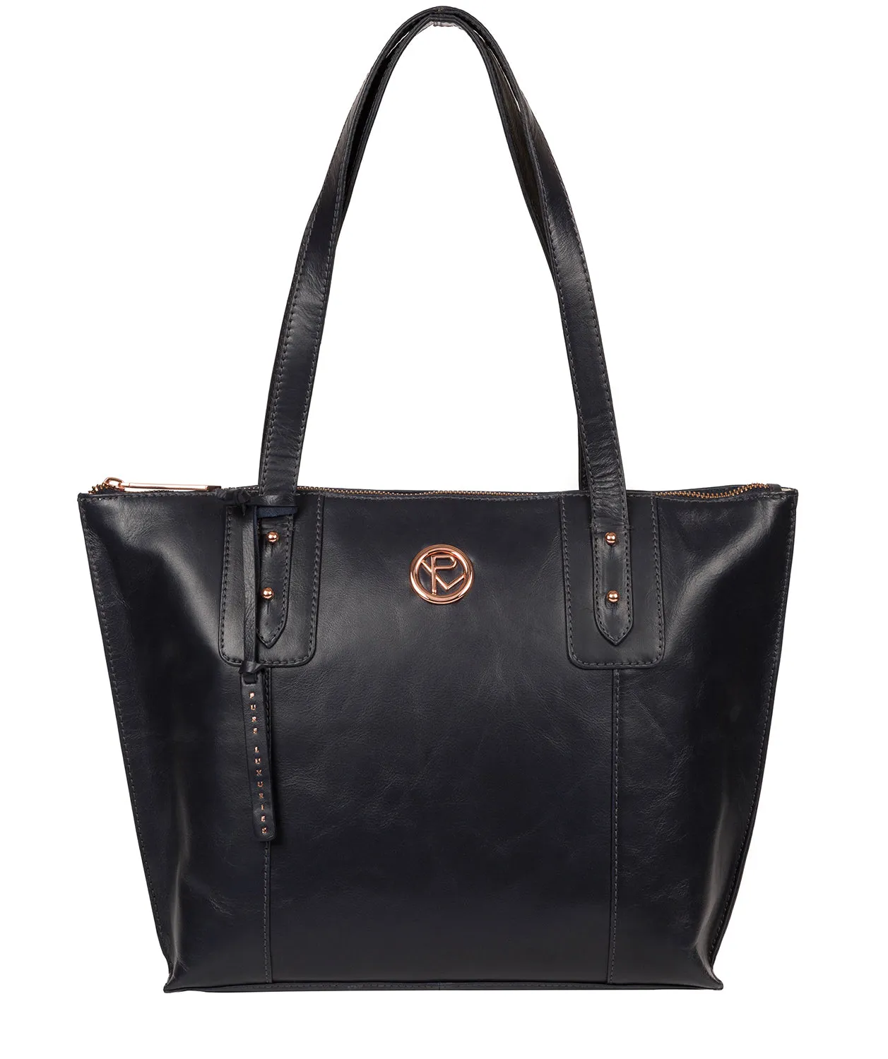 'Goya' Navy Leather Tote Bag