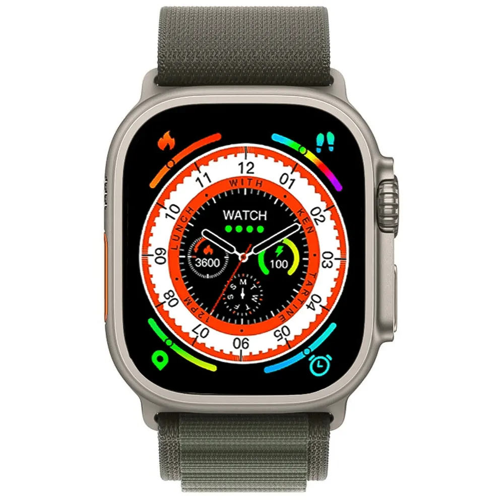 Green Lion Ultra Amoled GL-SW49UL Smart Watch Space Gray Case With Green Strap & Extra Strap