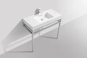 Haus 36" Stainless Steel Console w/ White Acrylic Sink - Chrome