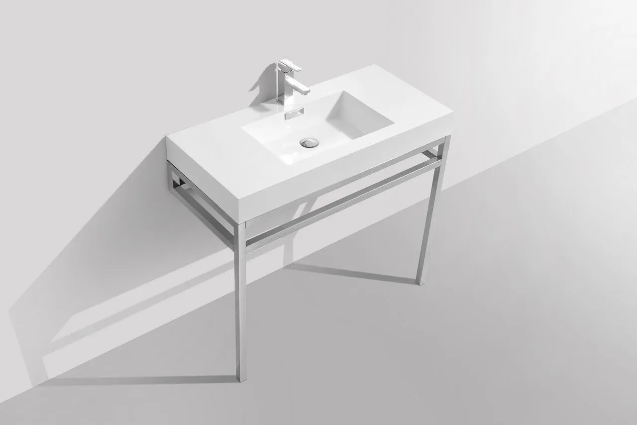 Haus 36" Stainless Steel Console w/ White Acrylic Sink - Chrome