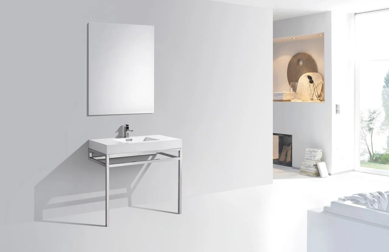 Haus 36" Stainless Steel Console w/ White Acrylic Sink - Chrome