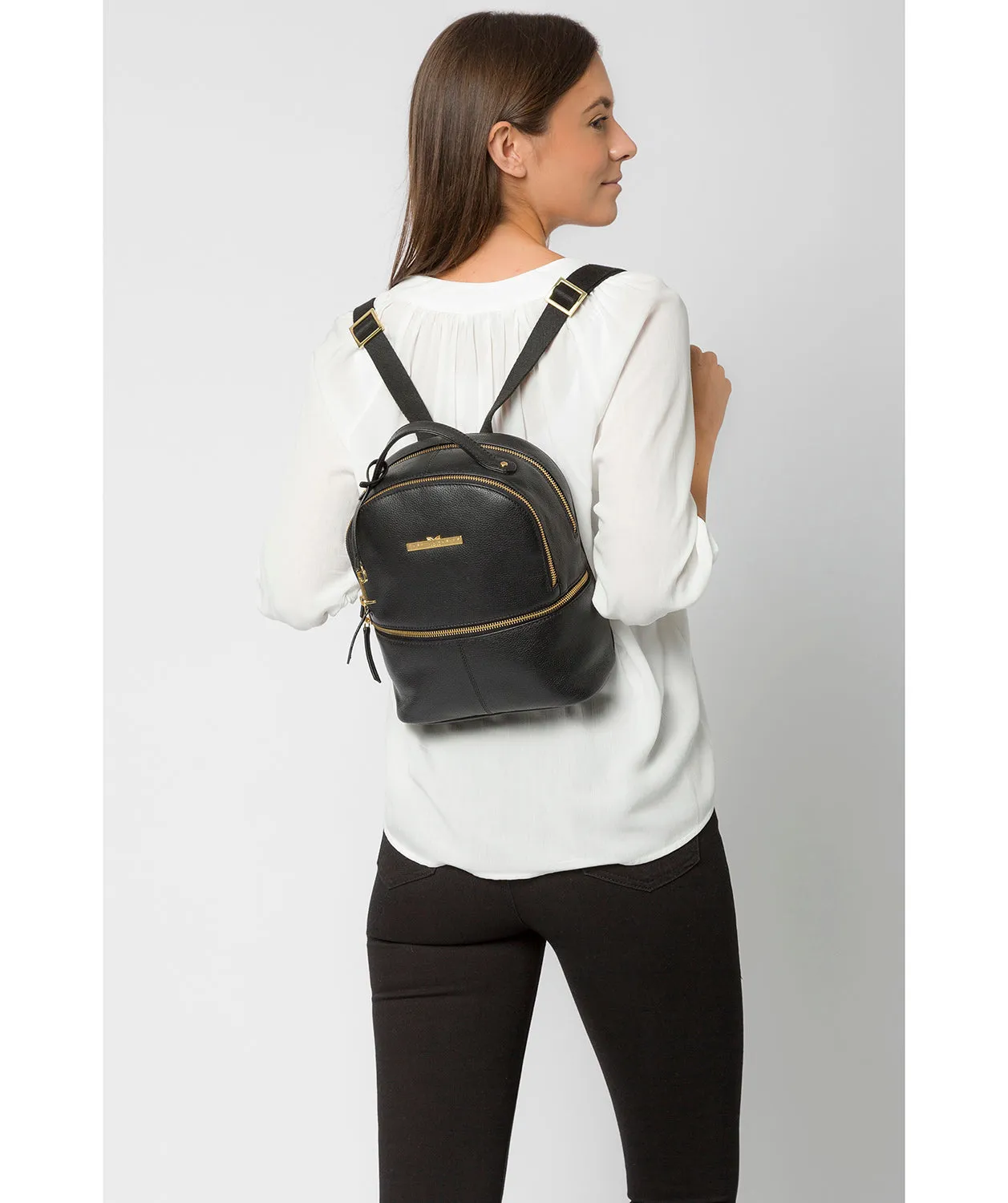 'Hayes' Black Leather Backpack