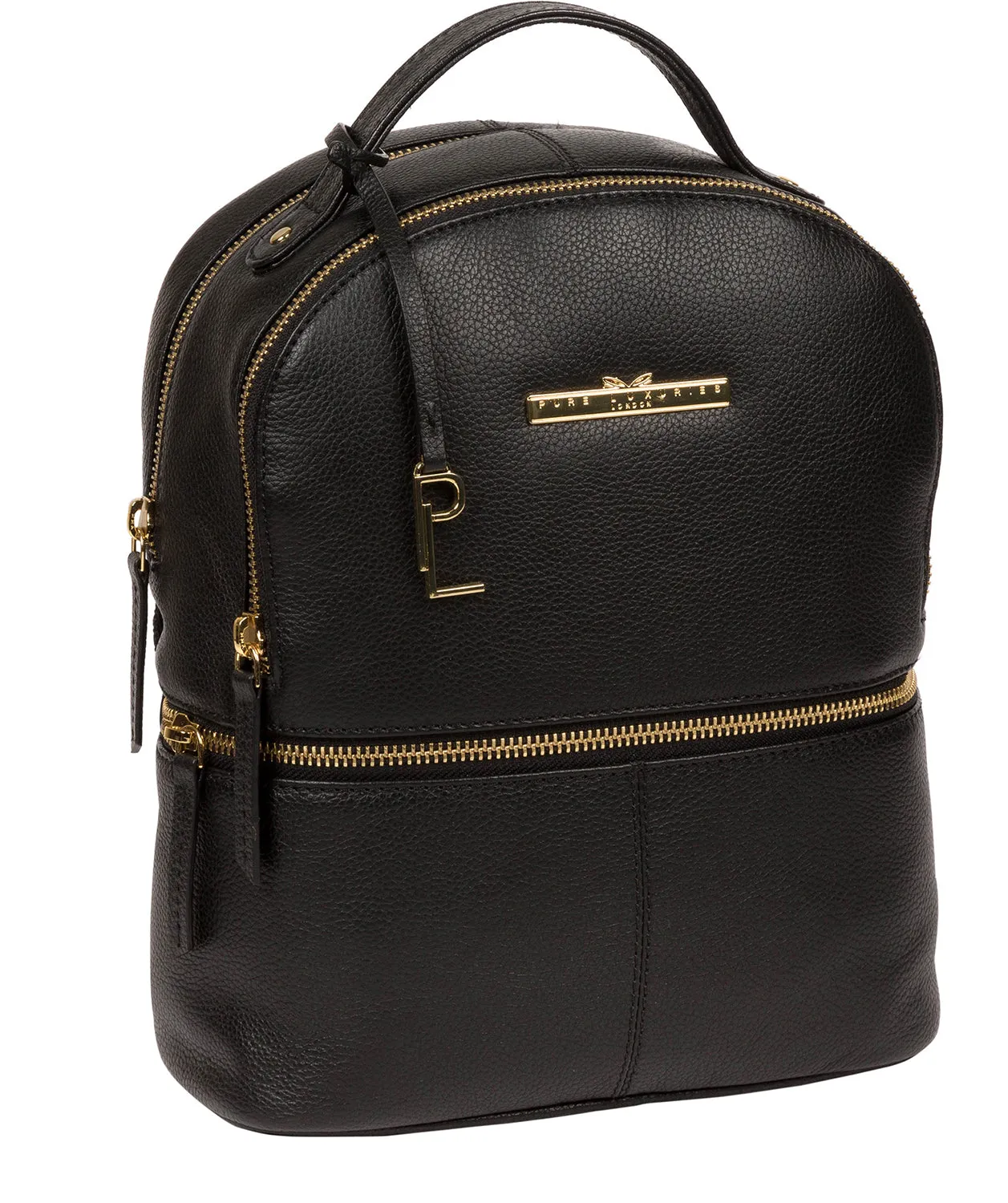 'Hayes' Black Leather Backpack