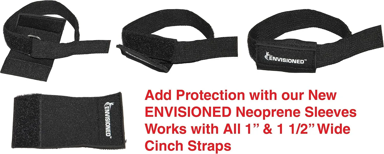 Heavy Duty Cinch Straps with Stainless Steel Metal Buckle, Reusable Durable Hook and Loop, Multipurpose Securing Straps - 6 Pack - 1" x 12"