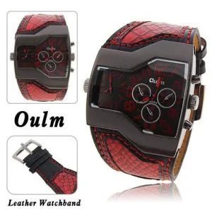 Hot Sale Famous Brand Oulm Men Military Watches With Leather Band Outdoor watches Top Quality