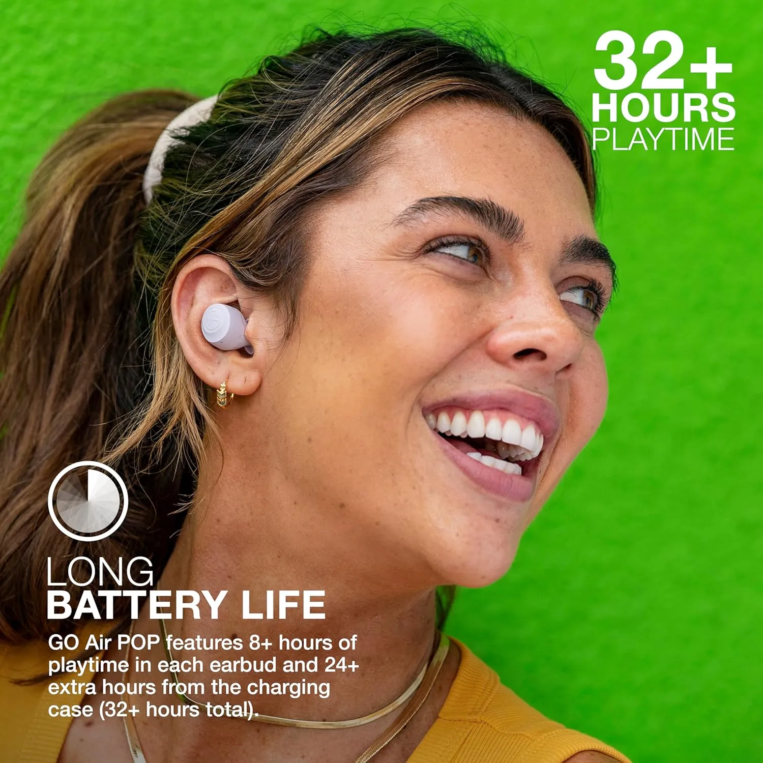 JLab Go Air Pop True Wireless Bluetooth Earbuds & Charging Case, Lilac, Dual Connect, IPX4 Sweat Resistance, Bluetooth 5 Connection, 3 EQ Sound Settings Signature, Balanced, Bass Boost