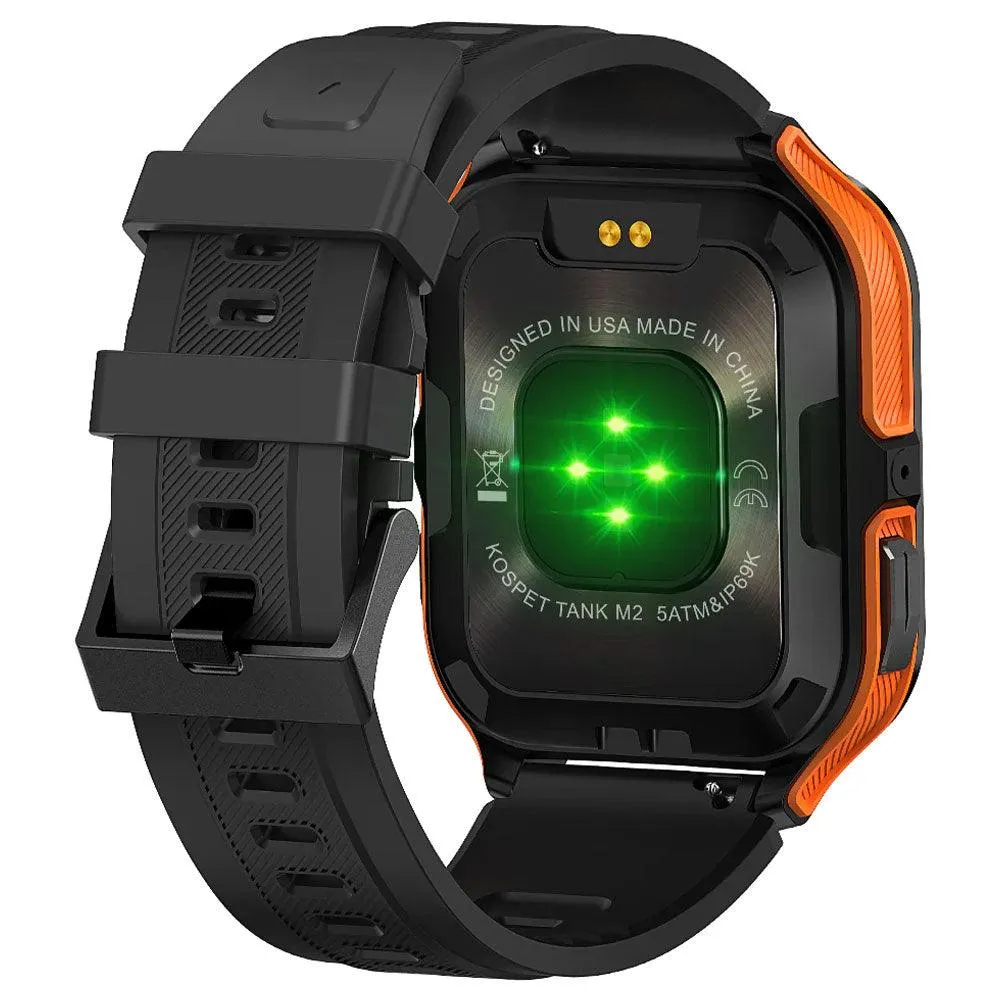 Kospet Tank M2 Military Smart Watch Black x Orange Metal Case With Black Silicone Rubber Strap (Open Box)