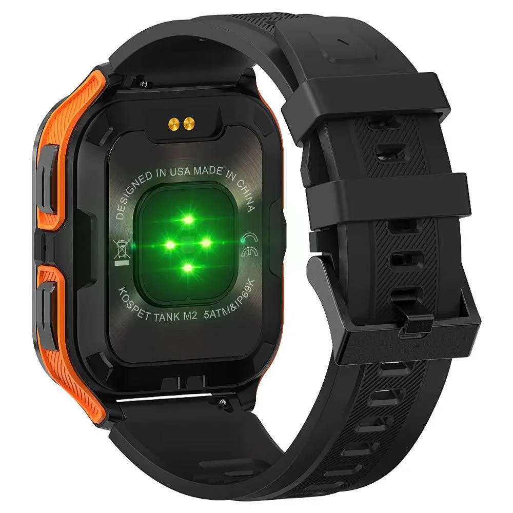 Kospet Tank M2 Military Smart Watch Black x Orange Metal Case With Black Silicone Rubber Strap (Open Box)