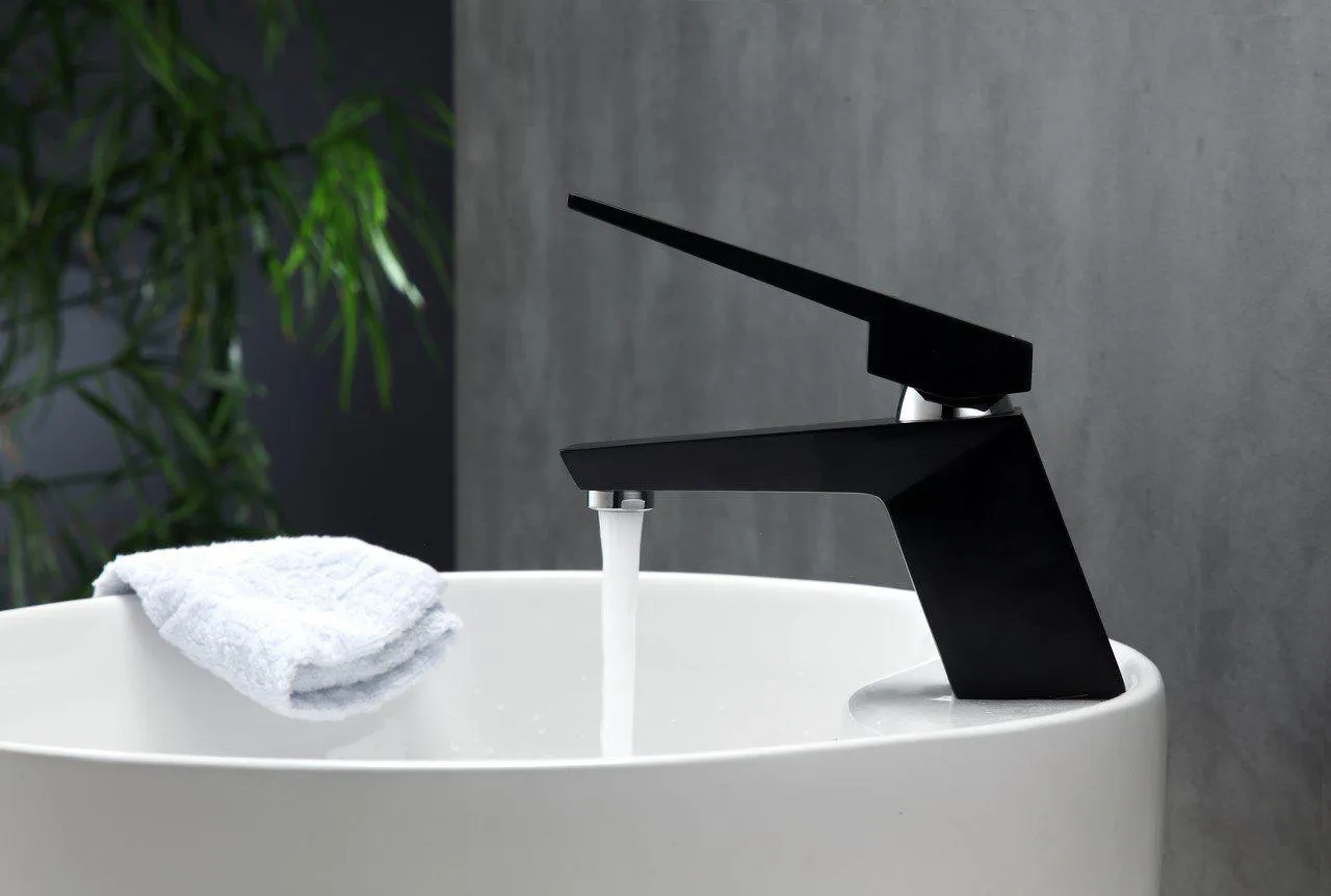 KubeBath Aqua Siza Single Lever Modern Bathroom Vanity Faucet - Matt Black, AFB13BK