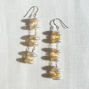 Long Citrine Pearl Earrings