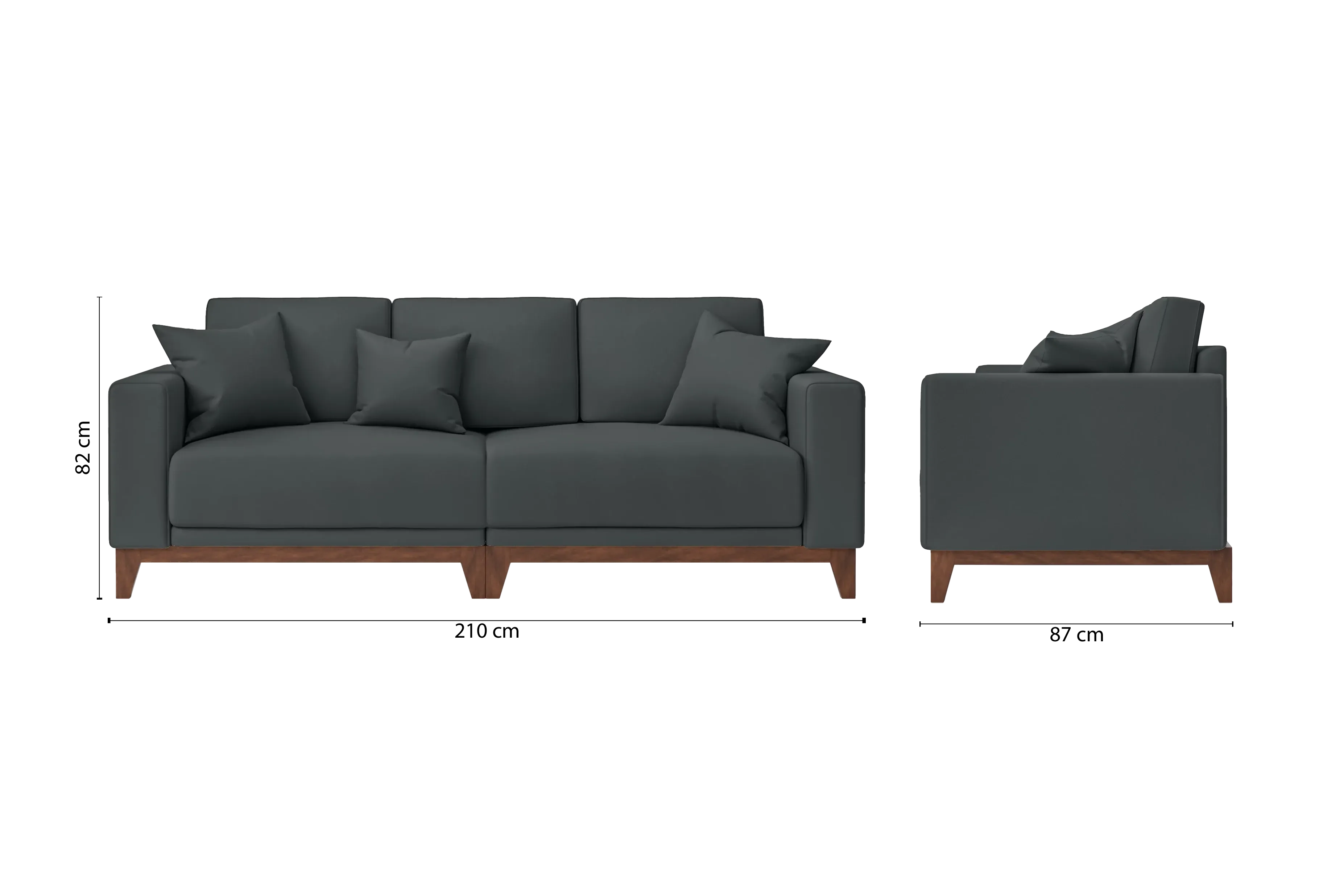 Lucca 3 Seater Sofa Slate Leather