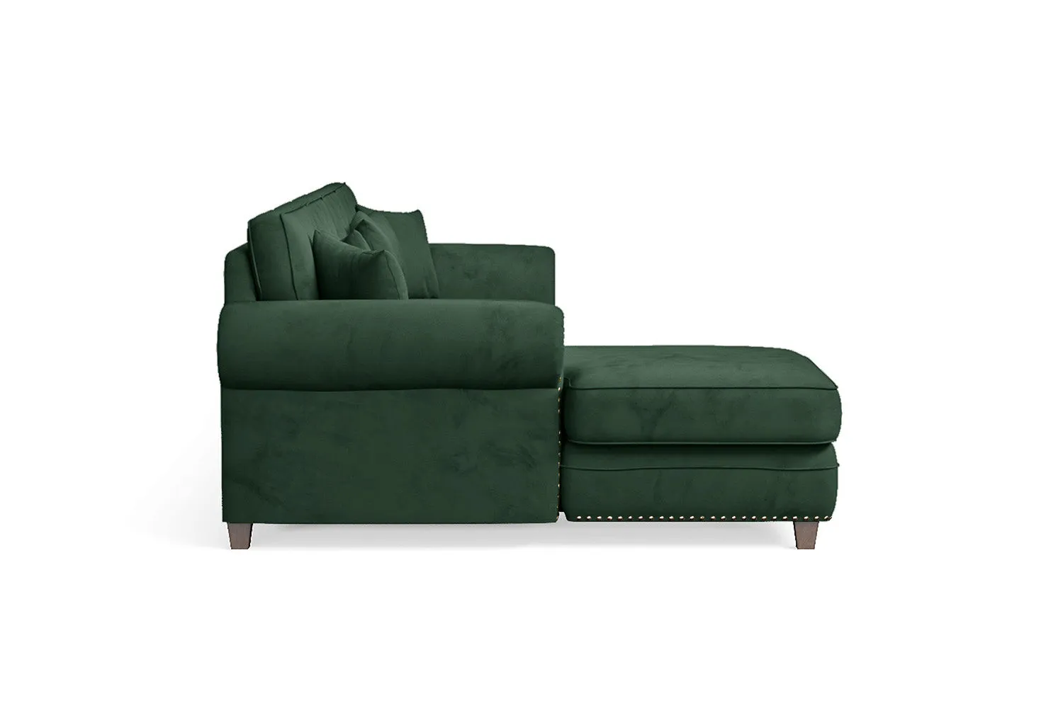 Marano 4 Seater Left Hand Facing Chaise Lounge Corner Sofa Green Velvet