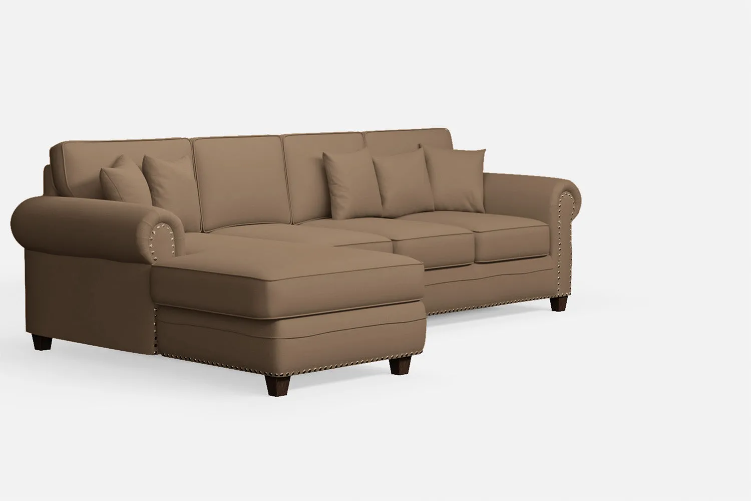 Marano 4 Seater Left Hand Facing Chaise Lounge Corner Sofa Stone Leather