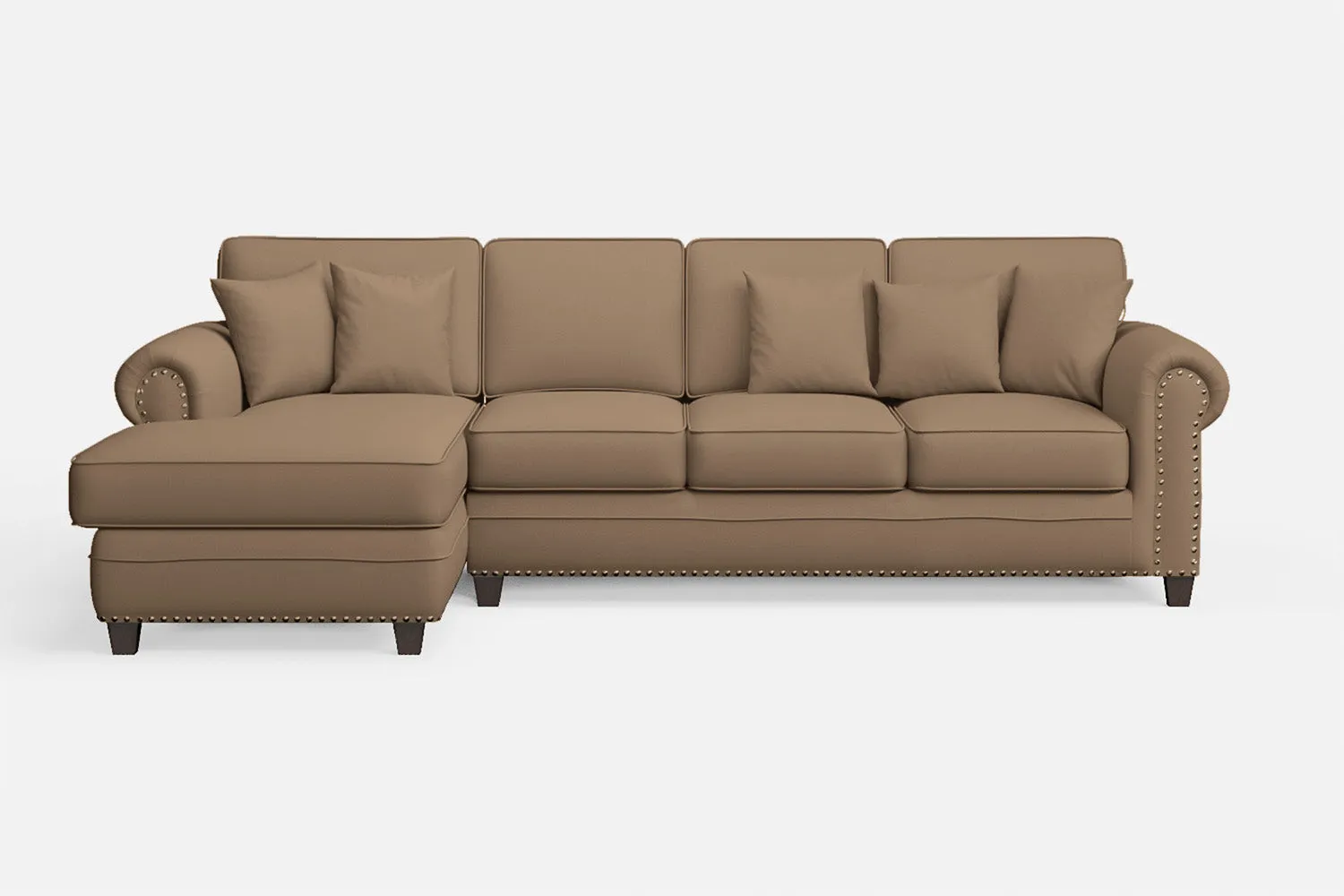 Marano 4 Seater Left Hand Facing Chaise Lounge Corner Sofa Stone Leather