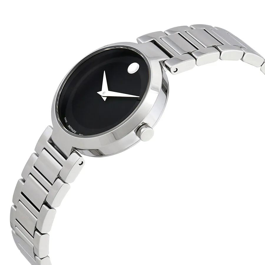 Movado Modern Classic Black Dial Stainless Steel Ladies Watch 0607101