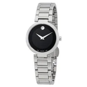 Movado Modern Classic Black Dial Stainless Steel Ladies Watch 0607101