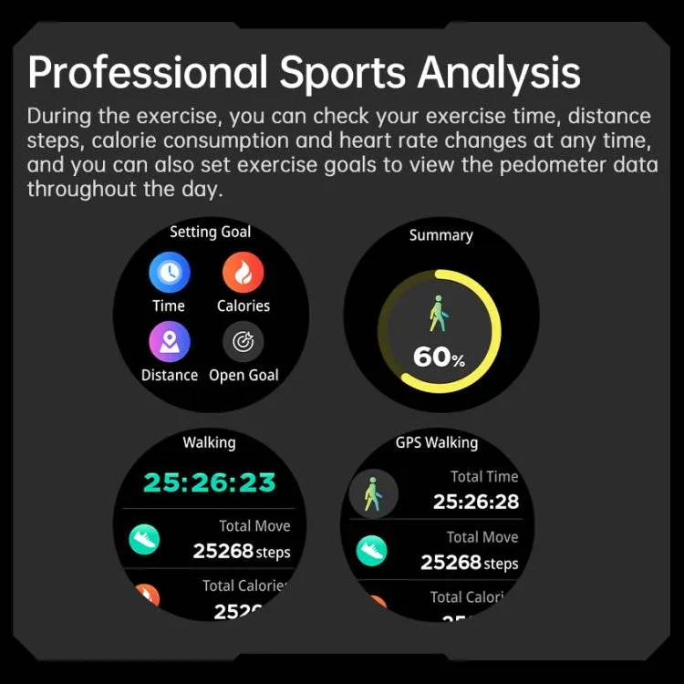 OVISEN GT100 Smart Watch with 1.39" TFT Display & Bluetooth Headset, Features Blood Oxygen Monitoring and Music Playback