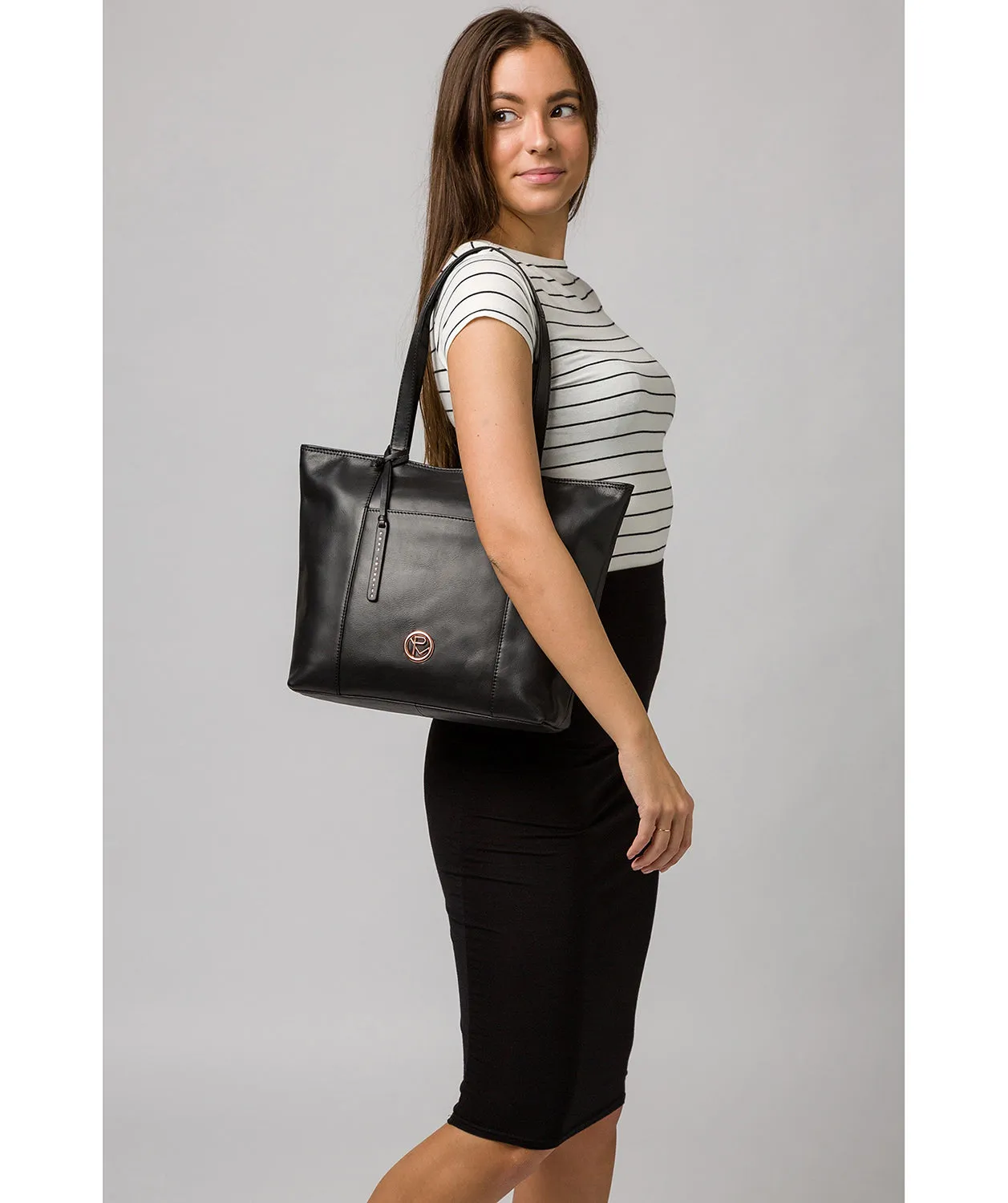 'Pimm' Black Leather Tote Bag