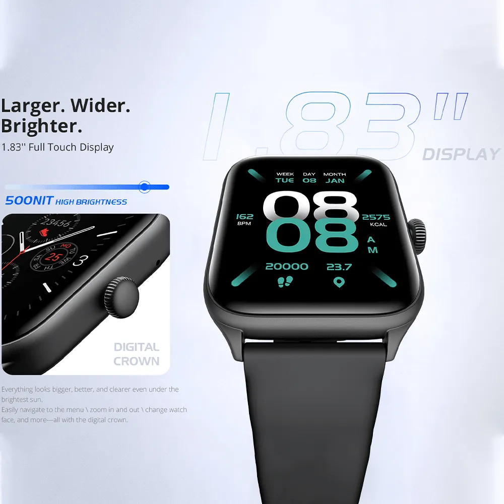 Riversong Motive 6 Pro SW62 Smart Watch Space Gray Silicone Strap