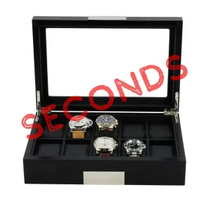 Seconds - 10 Slots Black Wooden Watch Box
