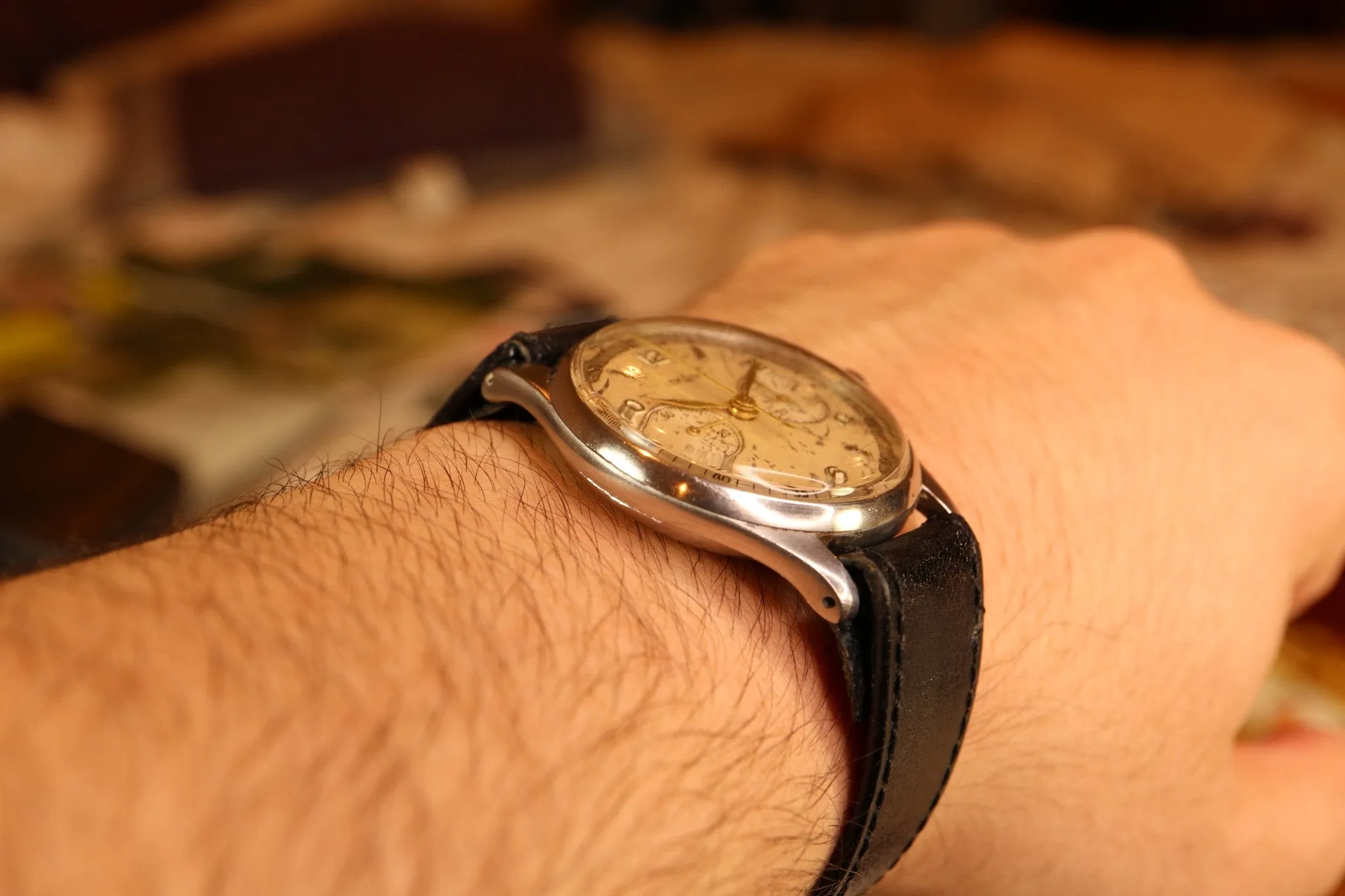 Serviced 1950s Vintage Officers Chronograph Lemania 1270 (320 / 321) Watch 35mm