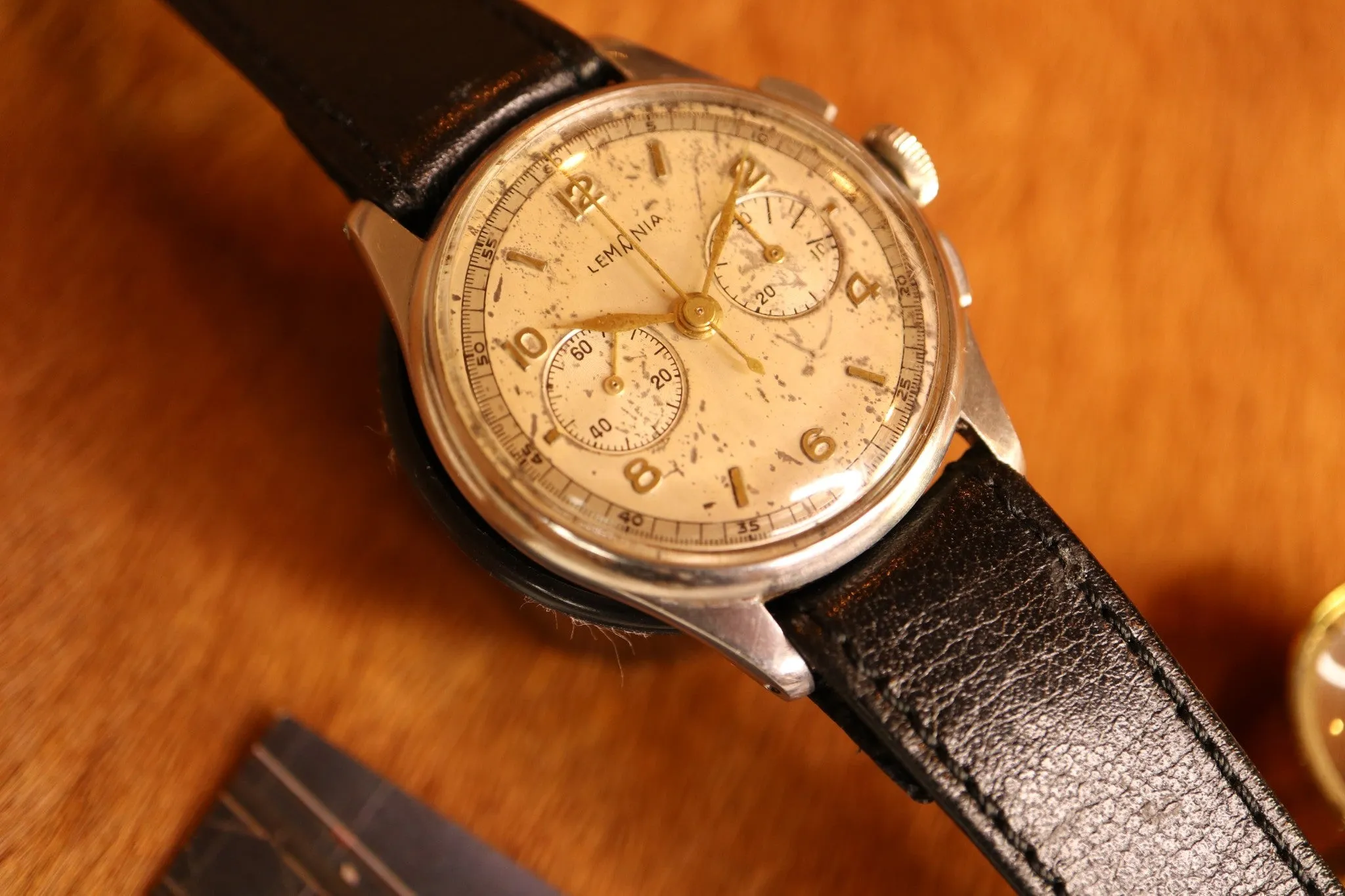 Serviced 1950s Vintage Officers Chronograph Lemania 1270 (320 / 321) Watch 35mm