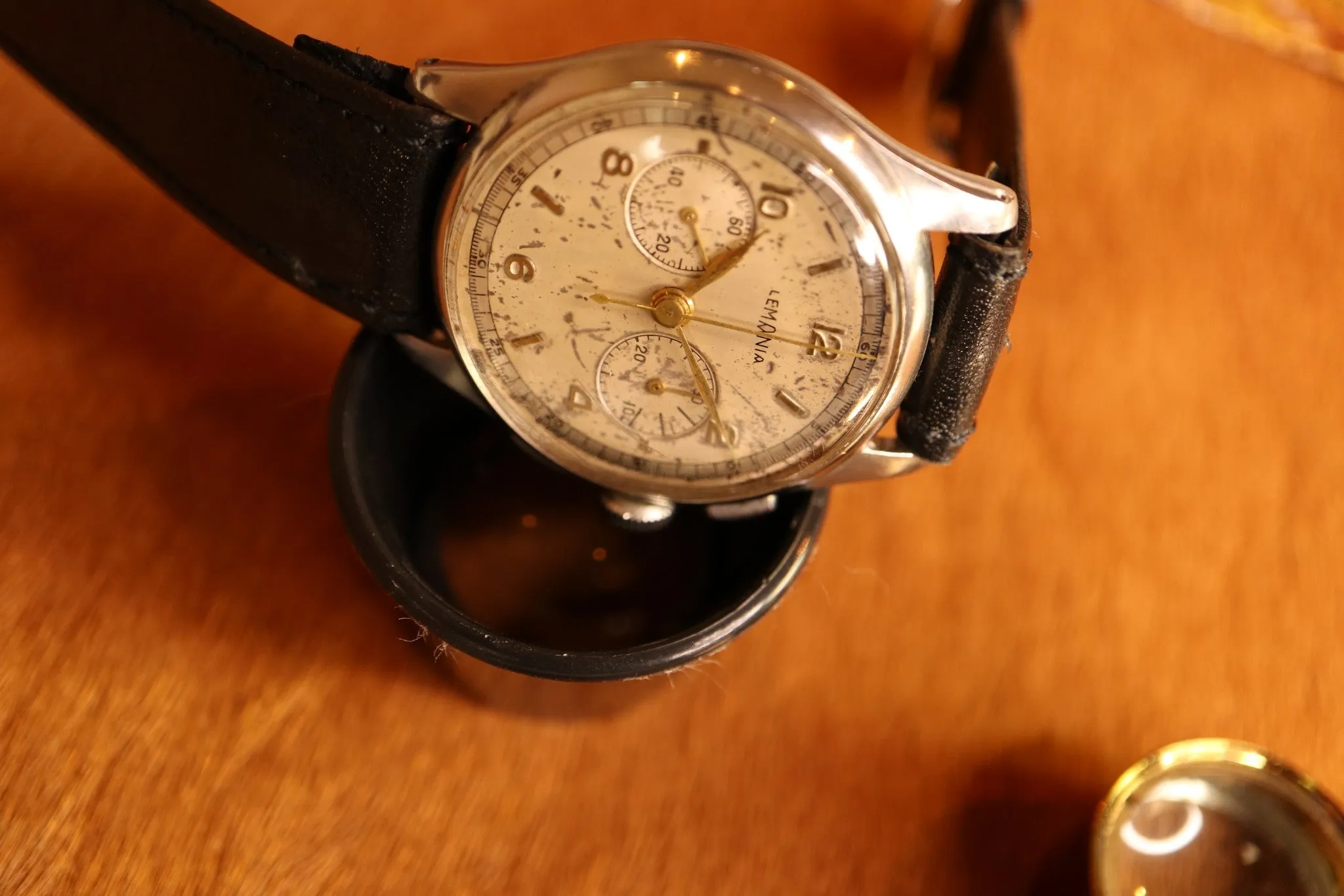 Serviced 1950s Vintage Officers Chronograph Lemania 1270 (320 / 321) Watch 35mm