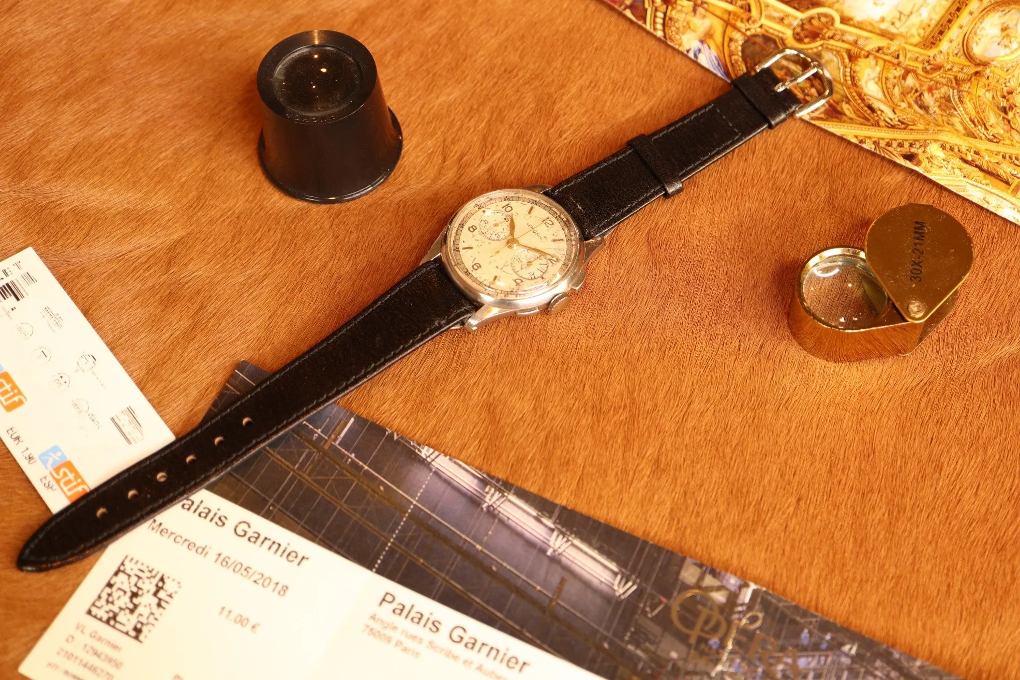 Serviced 1950s Vintage Officers Chronograph Lemania 1270 (320 / 321) Watch 35mm