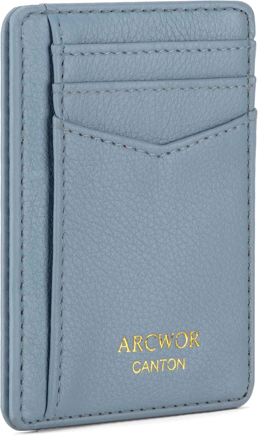 Slim Wallet Minimalist Front Pocket RFID Blocking Men and Women Leather Wallets