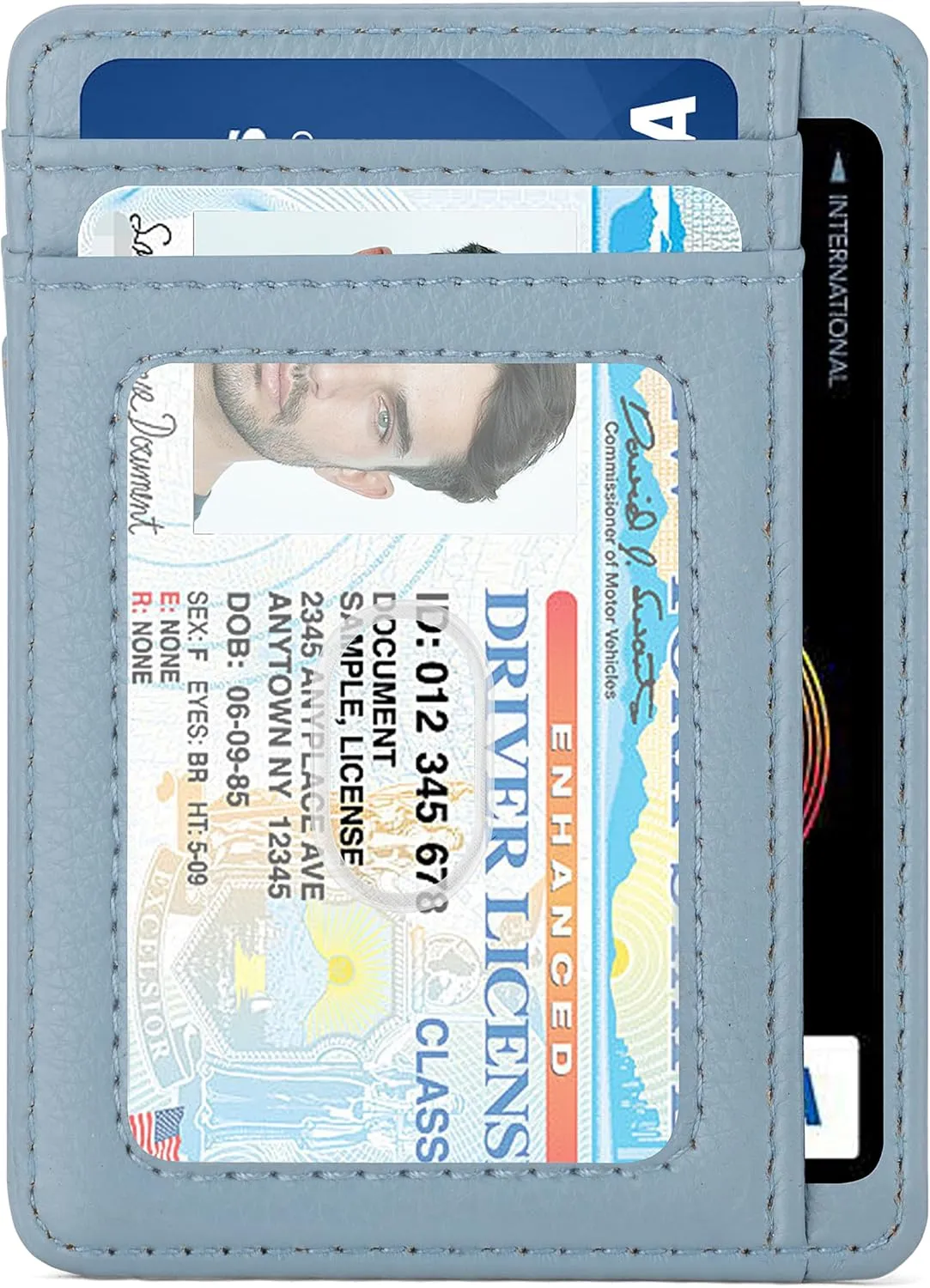 Slim Wallet Minimalist Front Pocket RFID Blocking Men and Women Leather Wallets