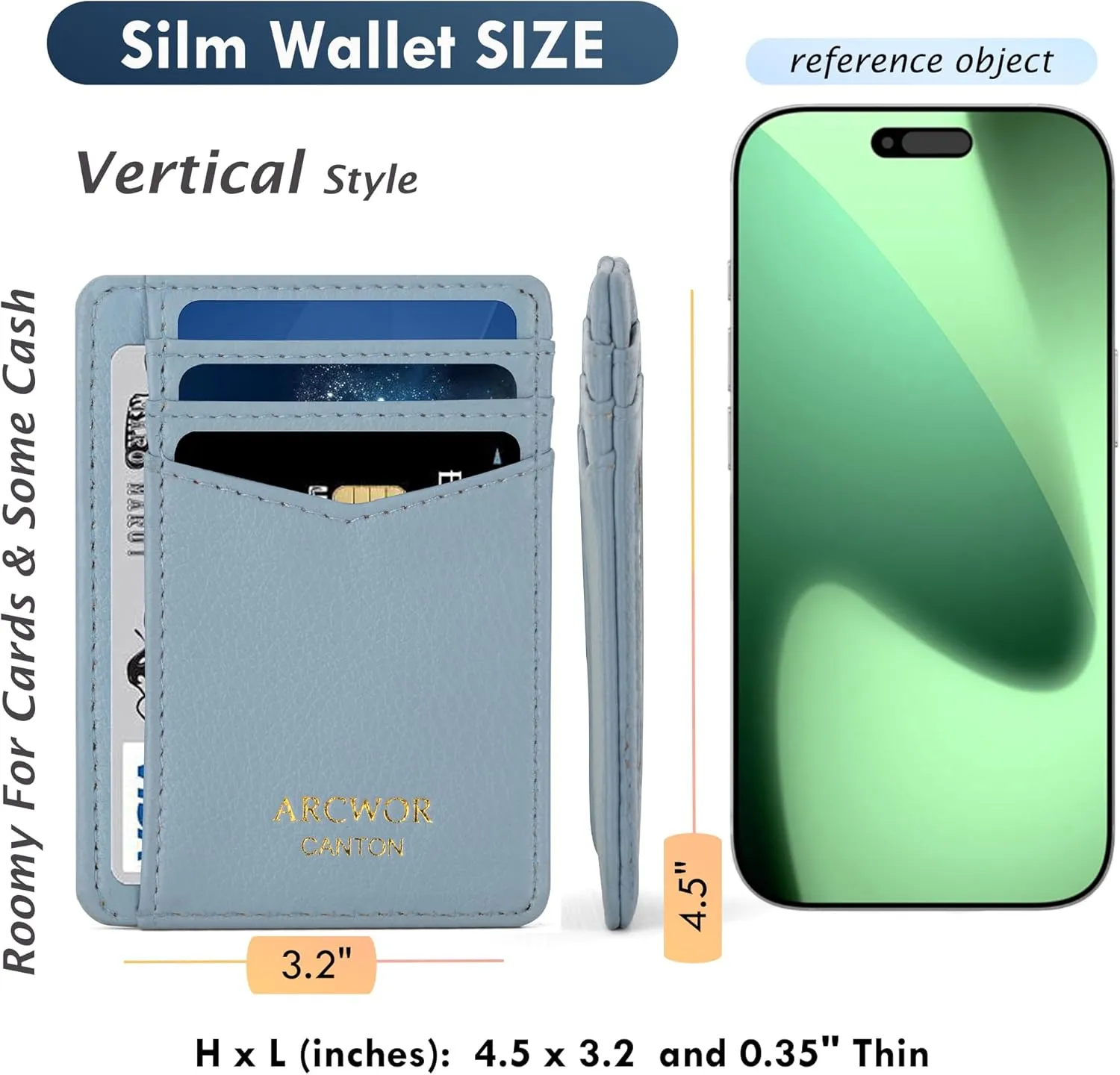 Slim Wallet Minimalist Front Pocket RFID Blocking Men and Women Leather Wallets