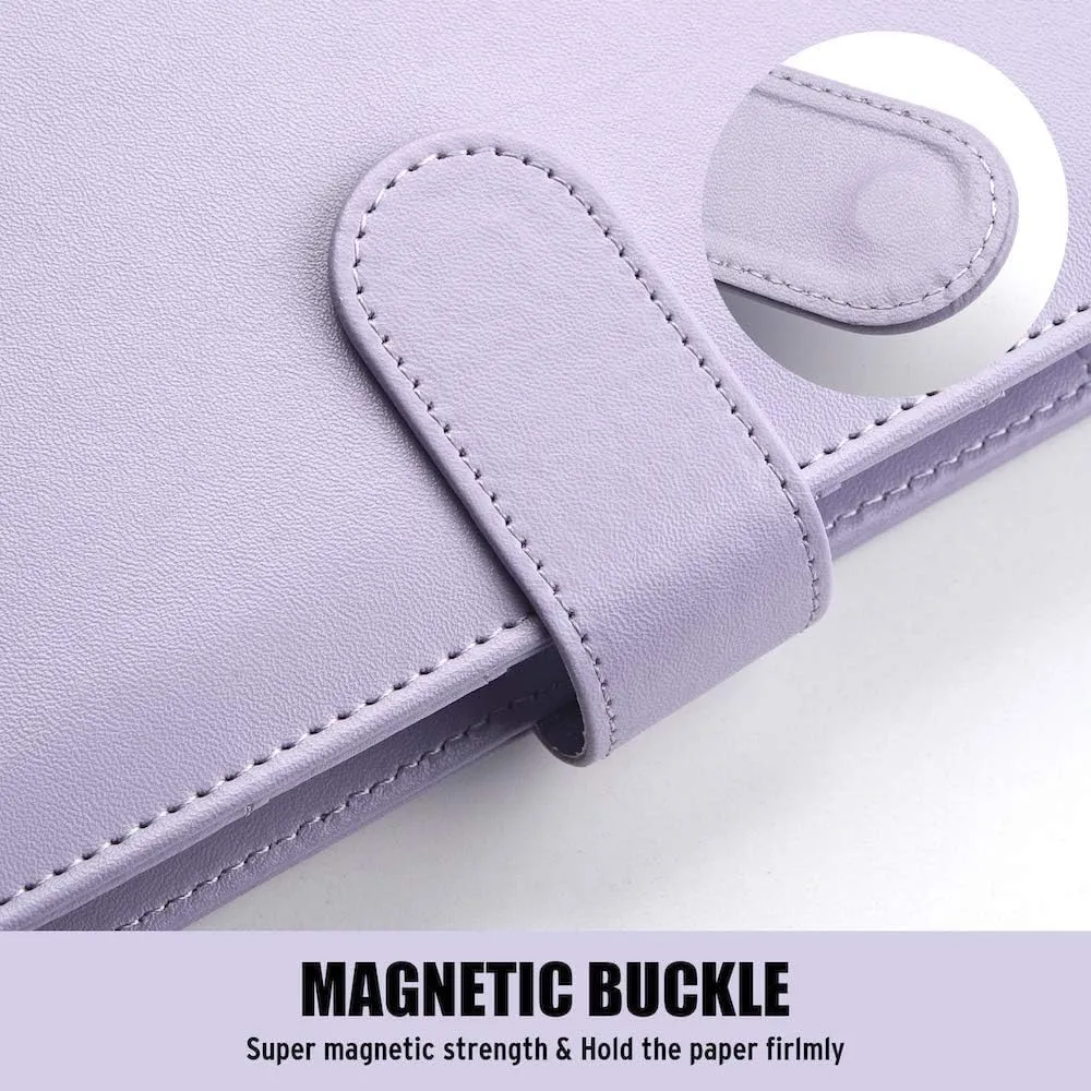Sooez A5 Notebook Photocard Binder, 6 Ring Planner with Stylish Design, Loose Leaf Personal Organizer Cover with Magnetic Buckle, PU Leather Binder with Macaron Colors