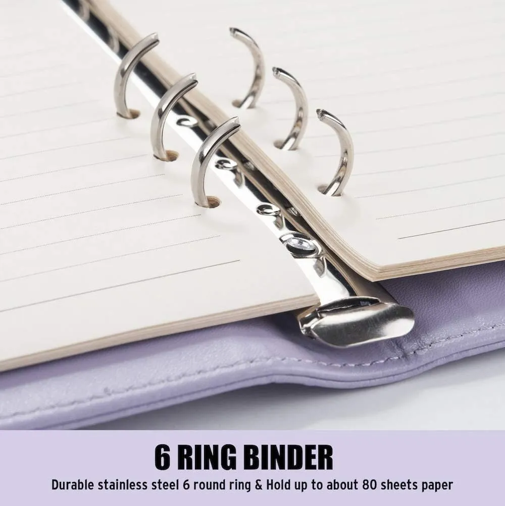 Sooez A5 Notebook Photocard Binder, 6 Ring Planner with Stylish Design, Loose Leaf Personal Organizer Cover with Magnetic Buckle, PU Leather Binder with Macaron Colors