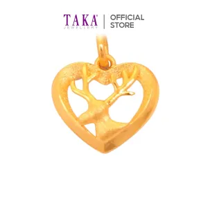 TAKA Jewellery 999 Pure Gold Pendant Heart Yi Lu You Ni