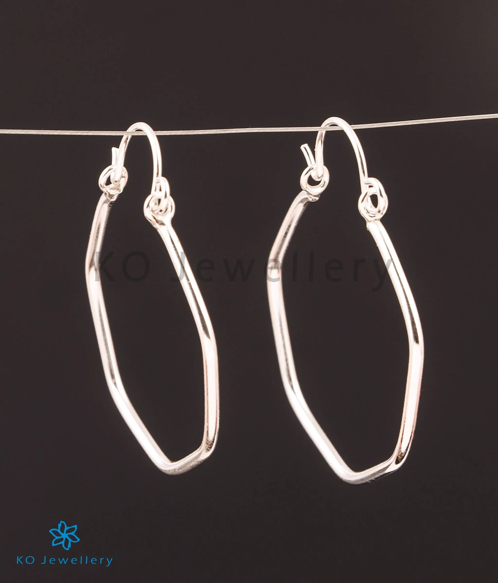 The Hexagon Silver Hoops