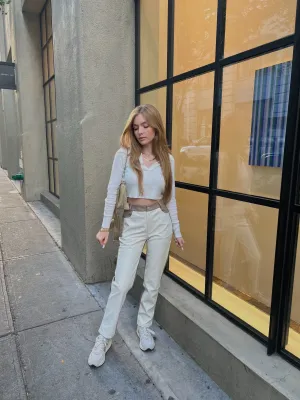 TWO TONE FAUX LEATHER PANTS