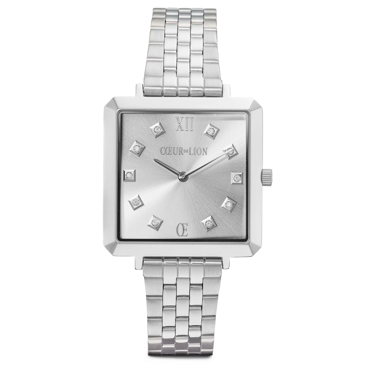 Watch Iconic Square Elegant Monochrome Silver Stainless Steel