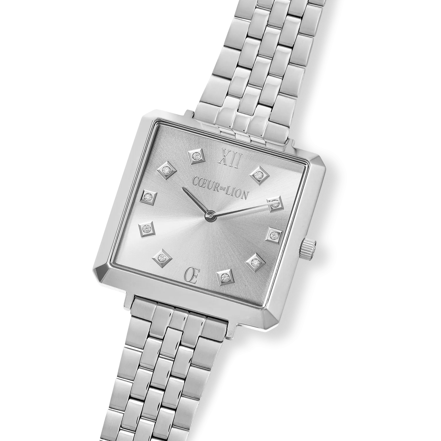 Watch Iconic Square Elegant Monochrome Silver Stainless Steel