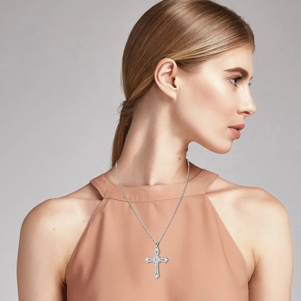 Women's White Cubic Zirconia Pendant Necklace on 20" Chain