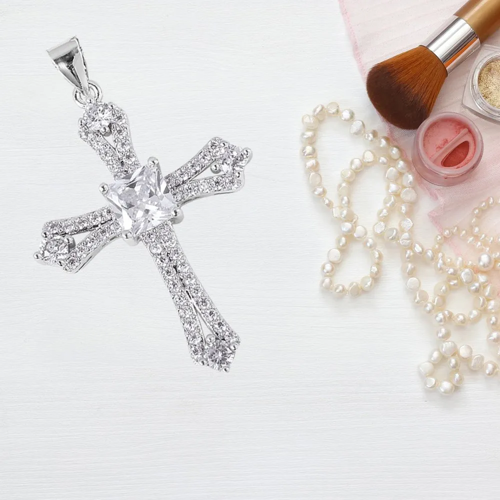 Women's White Cubic Zirconia Pendant Necklace on 20" Chain