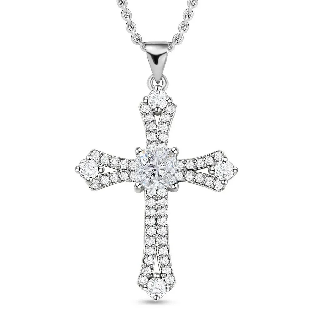 Women's White Cubic Zirconia Pendant Necklace on 20" Chain